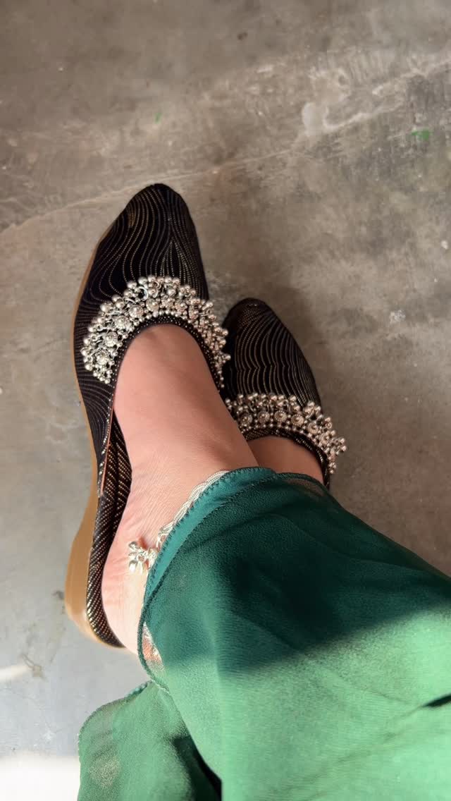 Black Jhumka Slippers for daily wear and parties