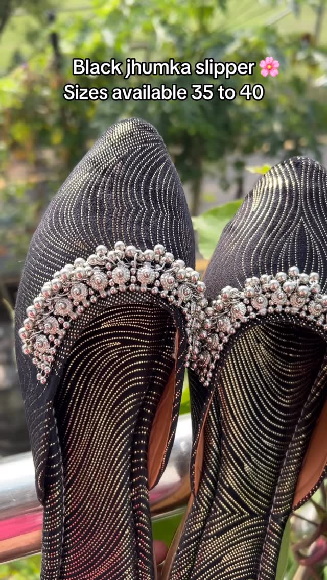 Black Jhumka Slipper sizes 35 to 40