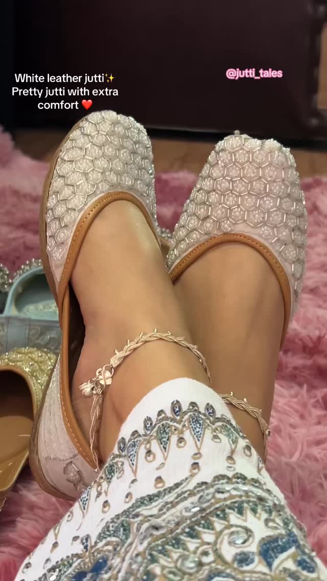 White Leather Jutti handmade with love